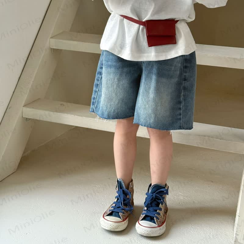 Kleinkind Shorts aus einfarbigem, Marineblau Denim - Blau - 8-9J - image 1