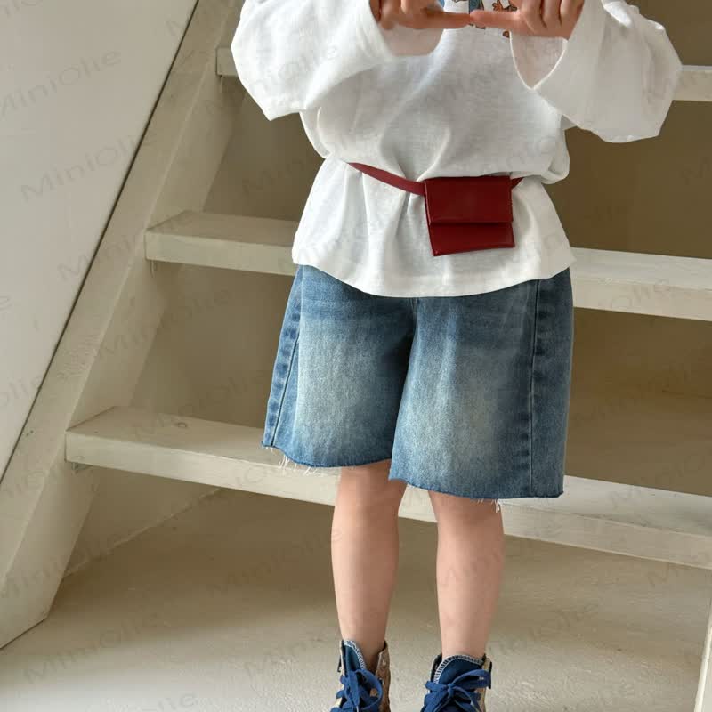 Kleinkind Shorts aus einfarbigem, Marineblau Denim - image 2