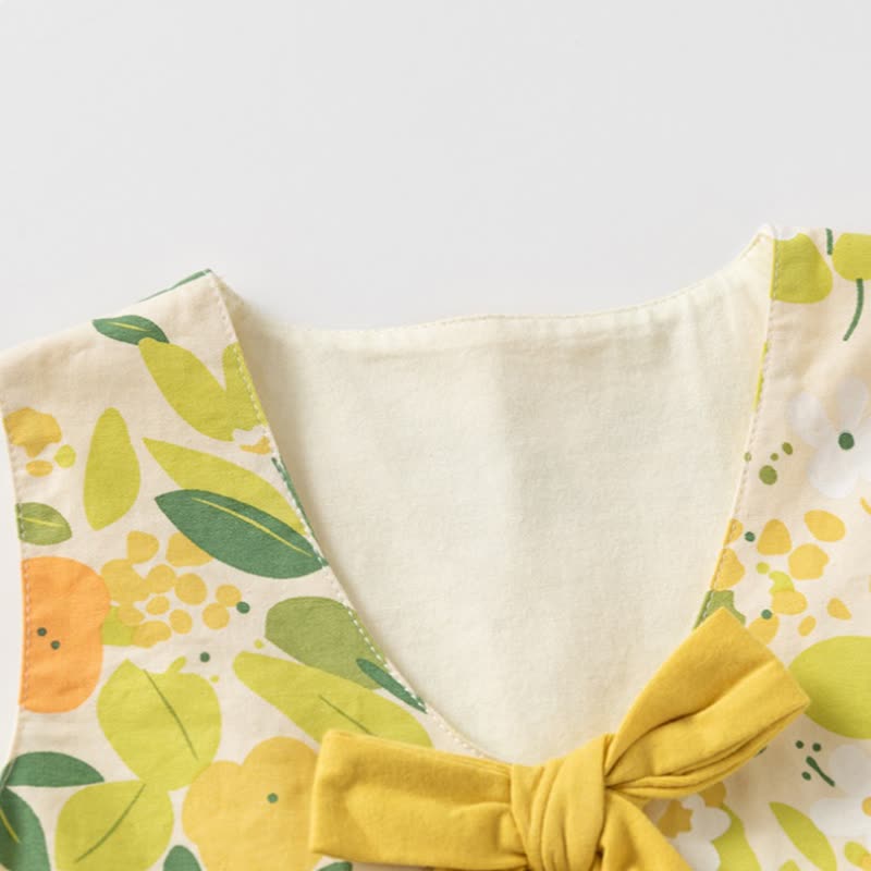 Gelb, Kleid Sommer mit Blumen und Schleife für Baby - image 3
