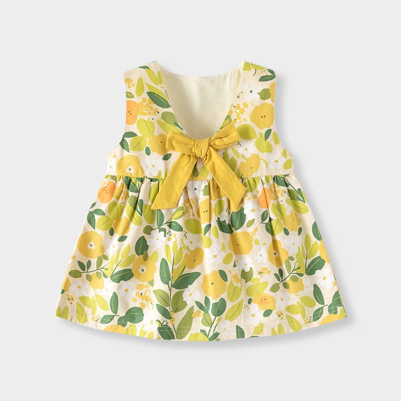 Gelb, Kleid Sommer mit Blumen und Schleife für Baby - Gelb - 5-6J - image 1