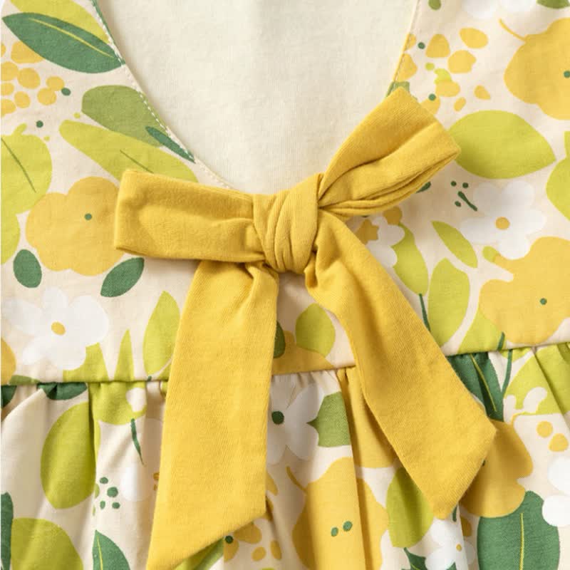 Gelb, Kleid Sommer mit Blumen und Schleife für Baby - image 4
