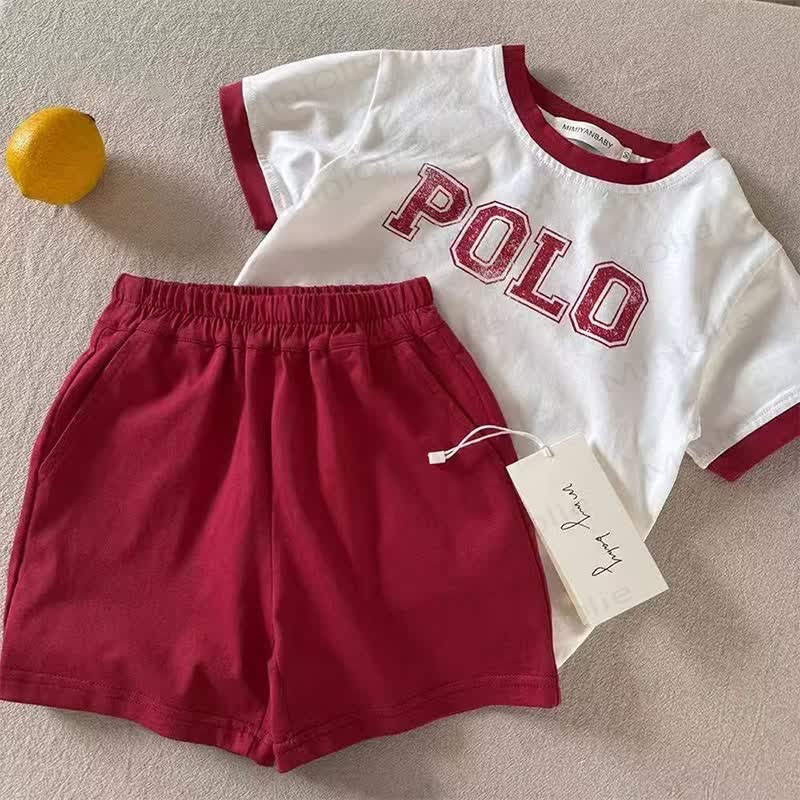 2-teiliges Set aus T-Stück und Shorts mit Kontrastbesatz für Kleinkind - Rot - 6-7J - image 2