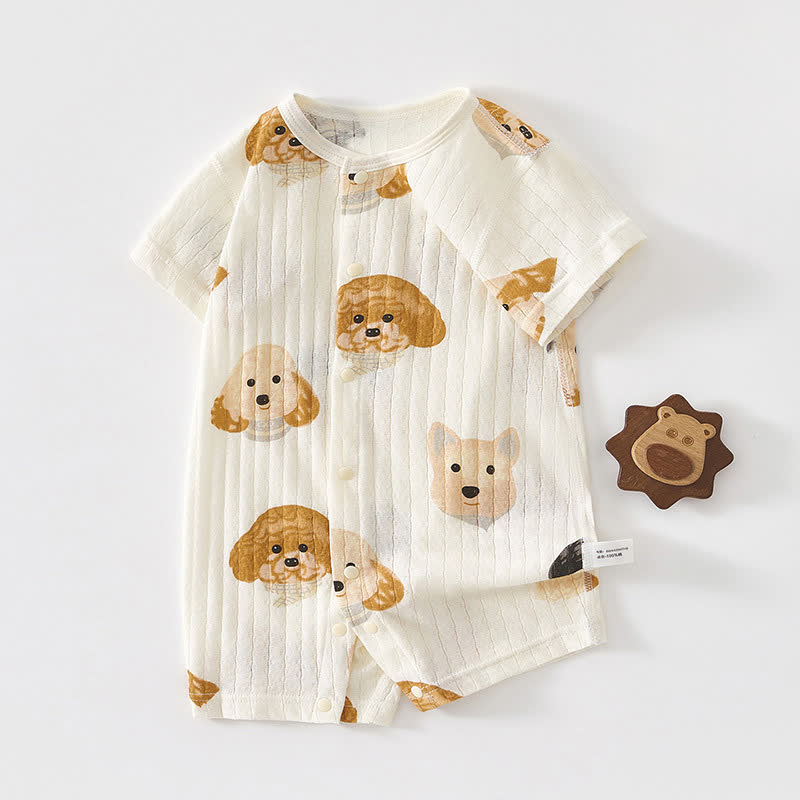 Baby Strampler mit Tier , weich Gerippt, Strampler - Weißer Hund - 18-24M - image 1
