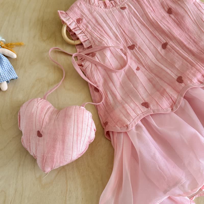Kleinkind Baby Mädchen Rosa Kleid mit Herz , ärmellos, inklusive Tasche - image 4