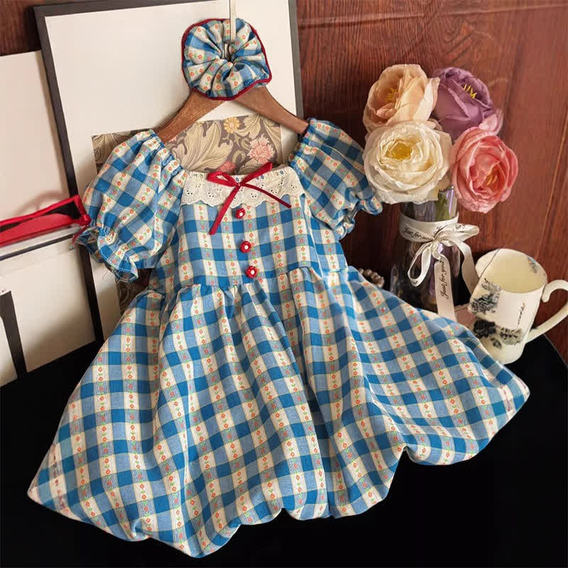 Kleinkind Mädchen Blau Kleid aus Blumen - Gingham mit Blumenmuster und Lace - Blau - 10-11J - image 1