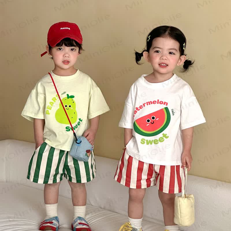 Süßes Set mit WATERMELON/PEARS CUTE SWEET: T-Stück und Shorts mit Obst für Kleinkind - image 1