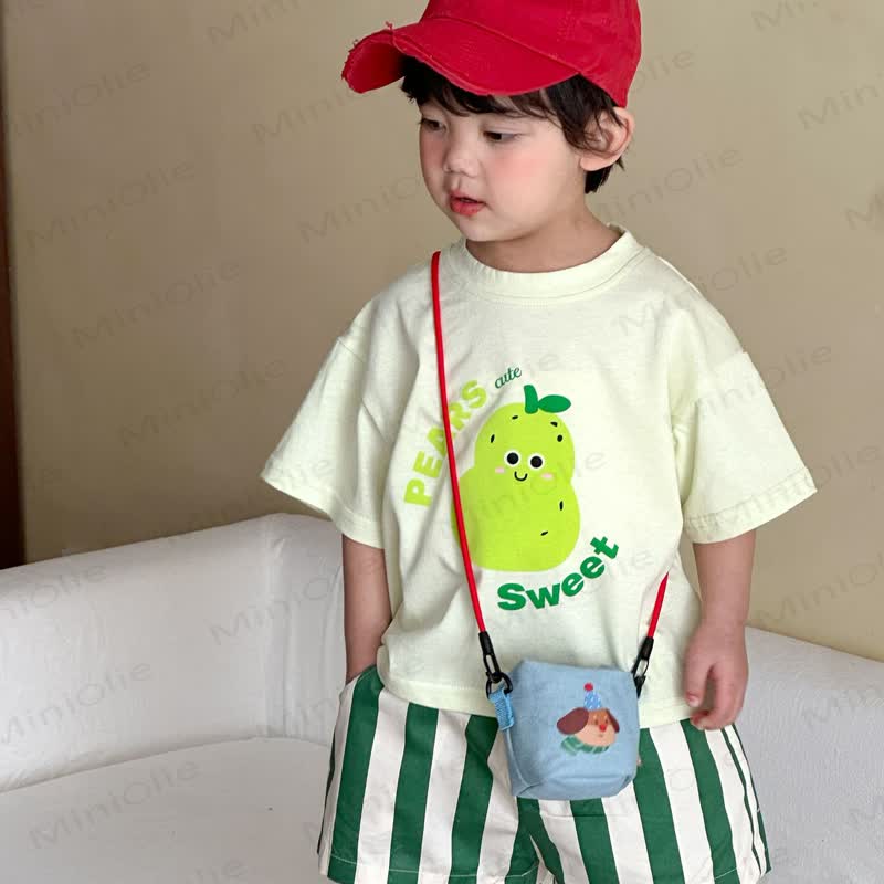 Süßes Set mit WATERMELON/PEARS CUTE SWEET: T-Stück und Shorts mit Obst für Kleinkind - Grün - 9-10J - image 3