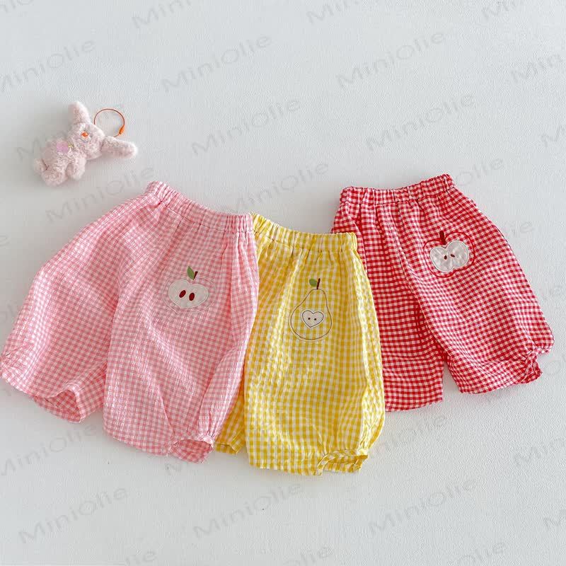 Baby Mädchen Gingham Baumwoll-Bloomer-Hosen mit Obst und Vichy-Karo Hose - image 1