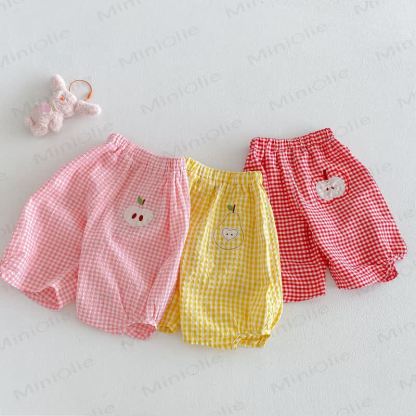 Baby Mädchen Gingham Baumwoll-Bloomer-Hosen mit Obst und Vichy-Karo Hose - image 1