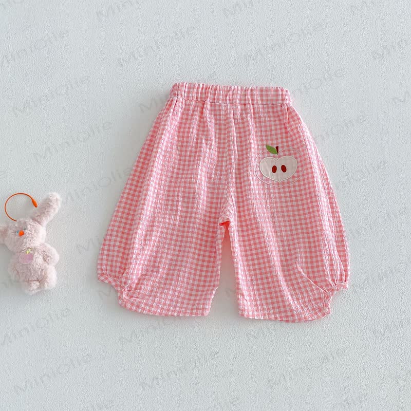 Baby Mädchen Gingham Baumwoll-Bloomer-Hosen mit Obst und Vichy-Karo Hose - Rosa - 4-5J - image 2