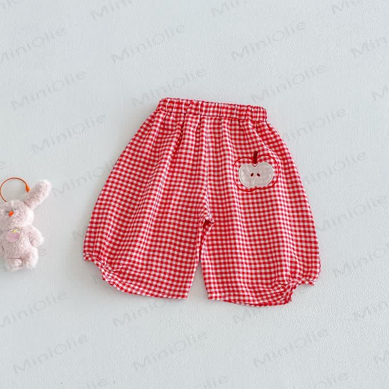 Baby Mädchen Gingham Baumwoll-Bloomer-Hosen mit Obst und Vichy-Karo Hose - Rot - 4-5J - image 4