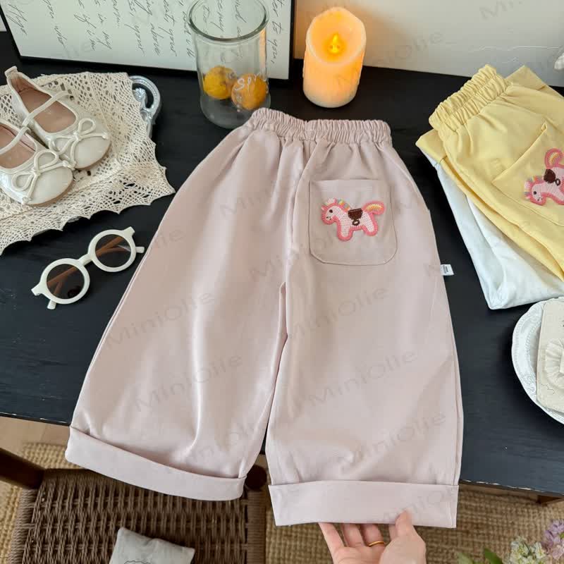 Loungewear- Hose mit Pferdestickerei und Taschen für Kleinkind-Mädchen - Rosa - 10-11J - image 4