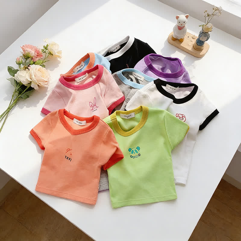 Kleinkind -T-Shirt mit Tier/Lebensmittelprint, Rundhalsausschnitt , Gerippt Kurzarm - image 1