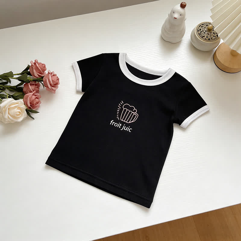 Kleinkind -T-Shirt mit Tier/Lebensmittelprint, Rundhalsausschnitt , Gerippt Kurzarm - Schwarz - 7-10J - image 2