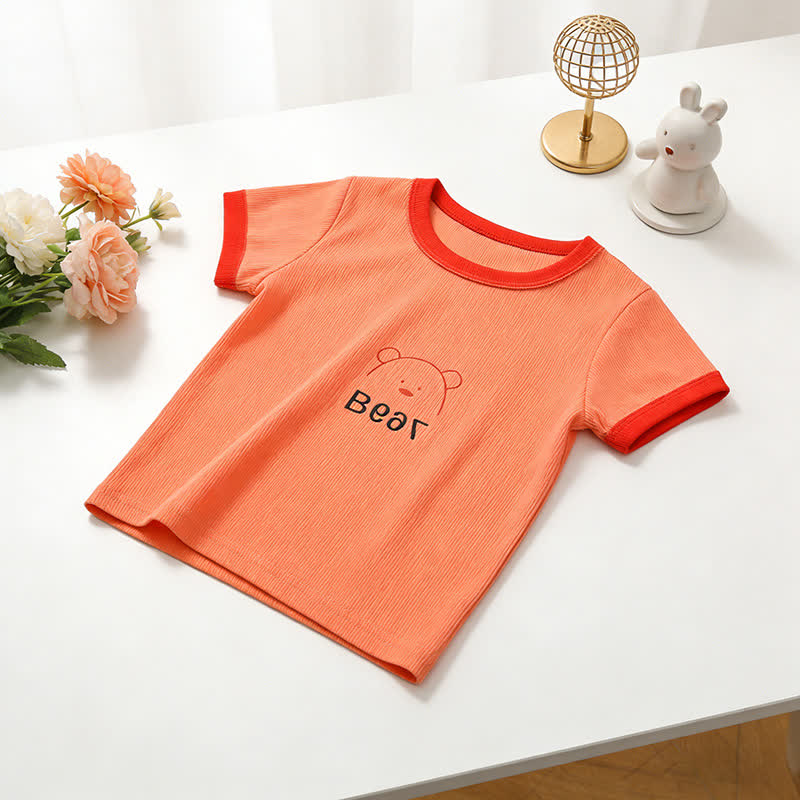 Kleinkind -T-Shirt mit Tier/Lebensmittelprint, Rundhalsausschnitt , Gerippt Kurzarm - Orange - 7-10J - image 3