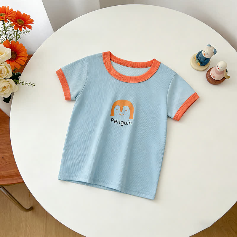 Kleinkind -T-Shirt mit Tier/Lebensmittelprint, Rundhalsausschnitt , Gerippt Kurzarm - Blau - 7-10J - image 4