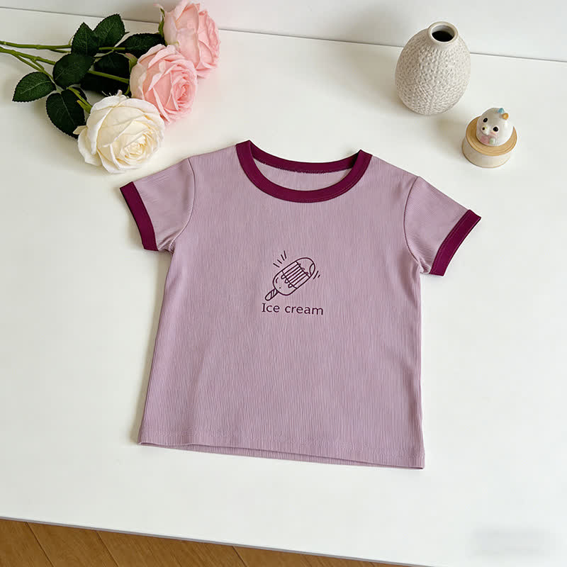Kleinkind -T-Shirt mit Tier/Lebensmittelprint, Rundhalsausschnitt , Gerippt Kurzarm - Lila - 7-10J - image 6