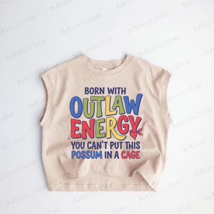 Mit BORN WITH OUTLAW ENERGY YOU CAN'T PUT THIS POSSUM IN A CAGE! Khakifarbenes Tanktop für Baby und Kleinkind - Khaki - 3-5J - image 1