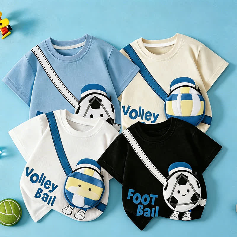VOLLEY/FOOT BALL T-Shirt mit Smiley für Kleinkind (3D- Tasche ) - image 1