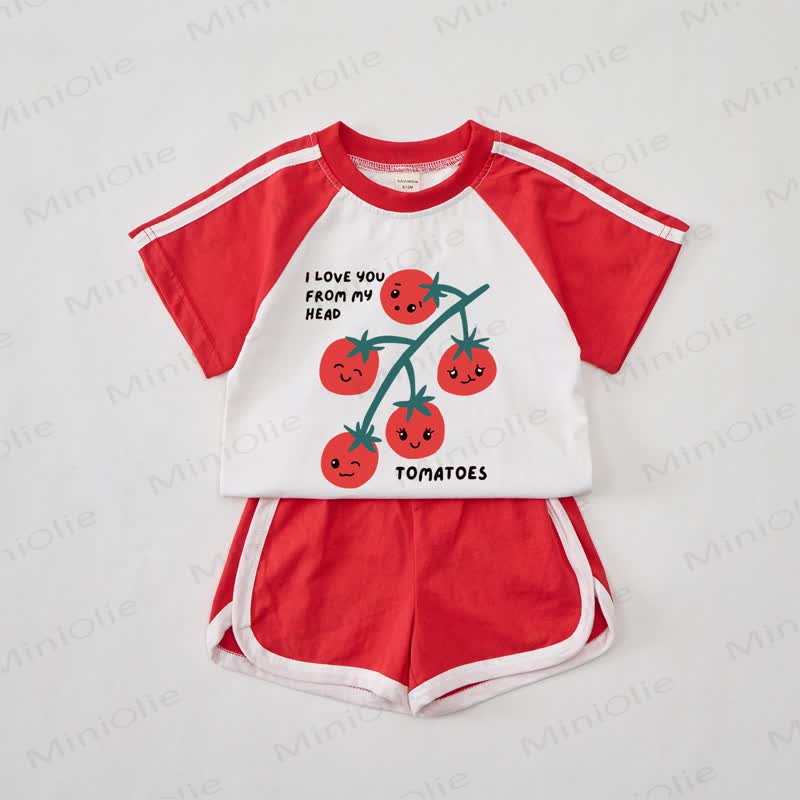 I LOVE YOU FROM MY HEAD TOMATOES – Baby Red Tomatoes T-Shirt- Set - Rot - 2-3J - image 1