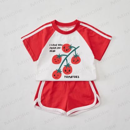 I LOVE YOU FROM MY HEAD TOMATOES – Baby Red Tomatoes T-Shirt- Set - Rot - 2-3J - image 1