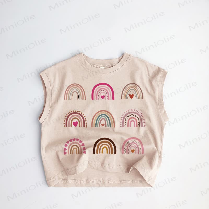 Baby Kleinkind Regenbogen Herz Khaki Tanktop - Khaki - 3-5J - image 1