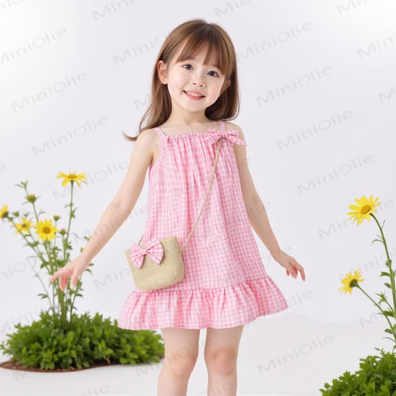 Kleinkind-Mädchen mit Gingham und Rüschen , inklusive Tasche - image 12