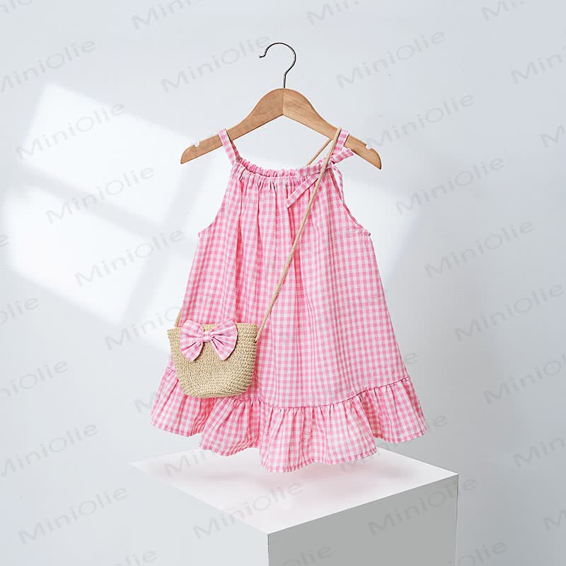 Kleinkind-Mädchen mit Gingham und Rüschen , inklusive Tasche - Rosa - 4-5J - image 4