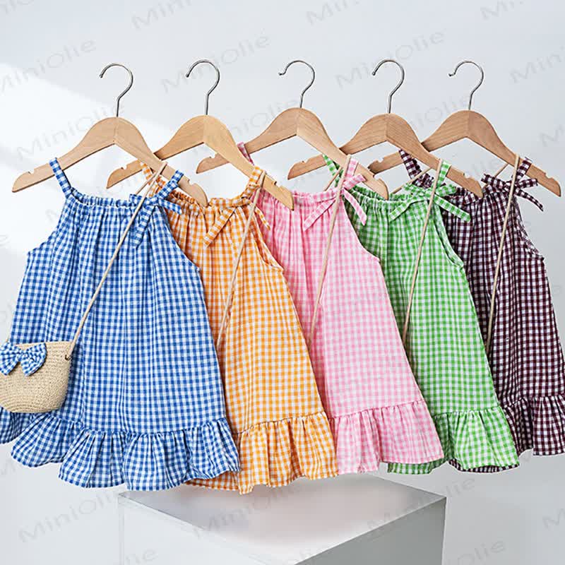 Kleinkind-Mädchen mit Gingham und Rüschen , inklusive Tasche - image 1