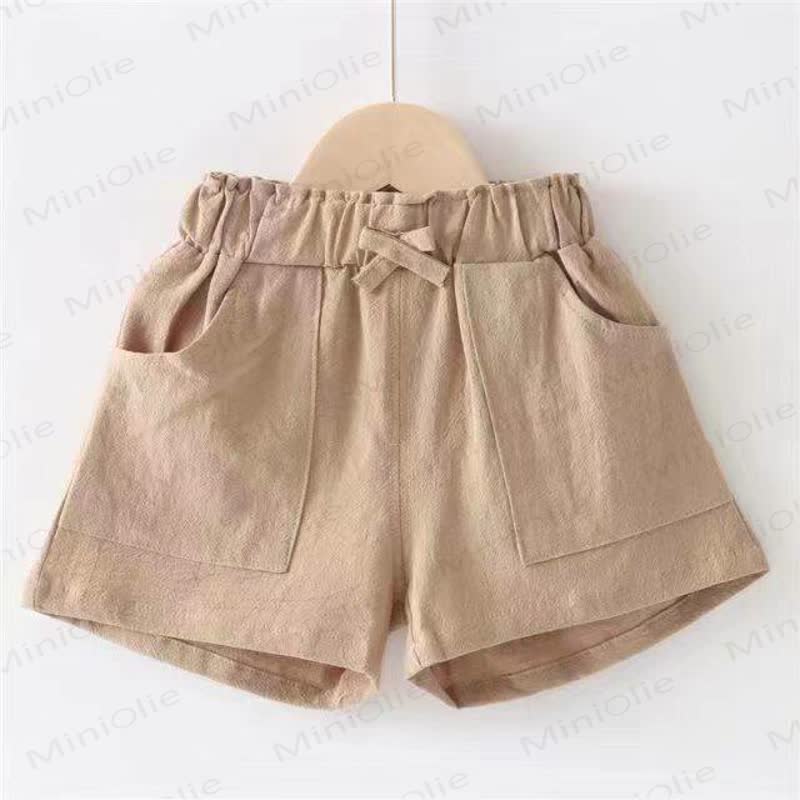 Shorts für Kleinkind , Einfarbig, mit Schleife und Tasche - Khaki - 10-11J - image 4