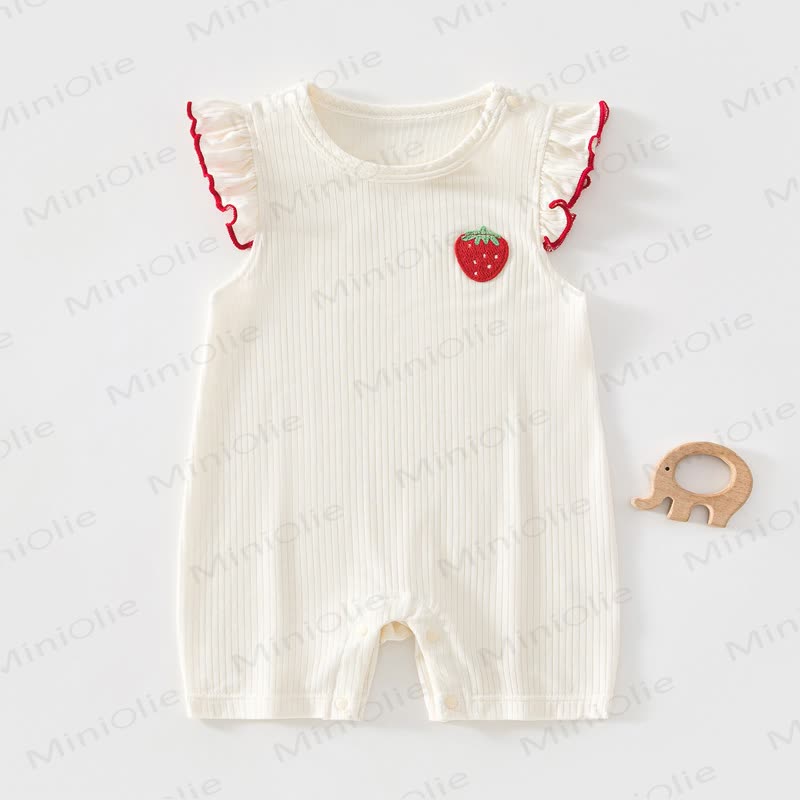 Baby Erdbeere, Volantärmeln und Strampler - Beige - 2-3J - image 1