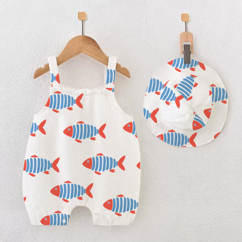 Baby Mädchen- Strampler mit weißem Fisch und Hut - Weiß - 12-18M - image 1