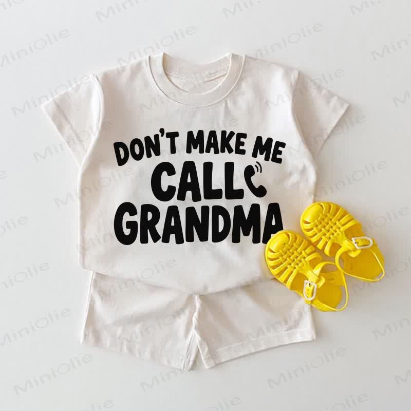 DON'T MAKE ME CALL GRANDMA – Baby -Print, weißes 2-teiliges Set - Weiß - 18-24M - image 1