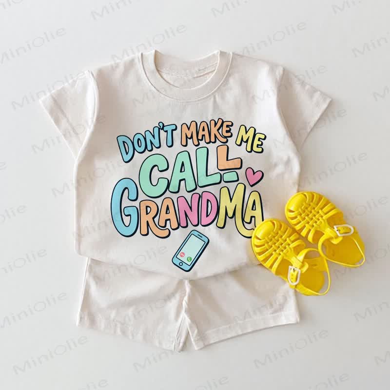 „DON'T MAKE ME CALL GRANDMA“ Baby T-Stück und Shorts , 2-teiliges Set - Weiß - 18-24M - image 1