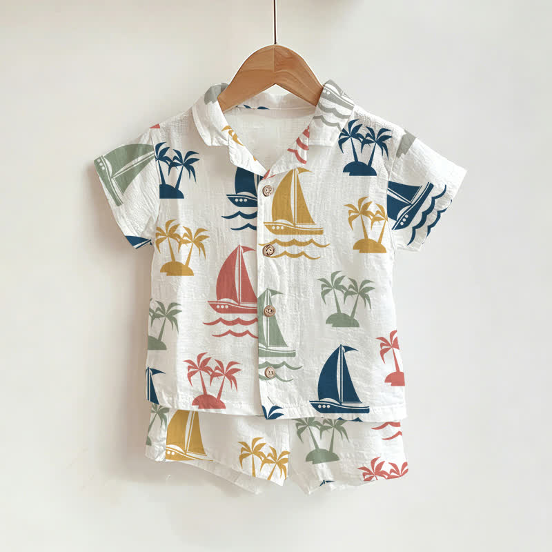 Segelboot-Shirt und Shorts für Baby und Kleinkind , 2-teiliges Set - Weiß - 3-5J - image 1