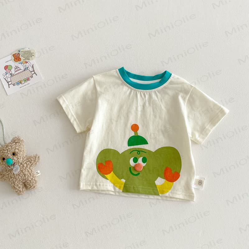Zweiteiliges Set aus weichem Baumwoll-T-Shirt und Plaid Shorts mit Tiermotiven für Baby und Kleinkind - image 6