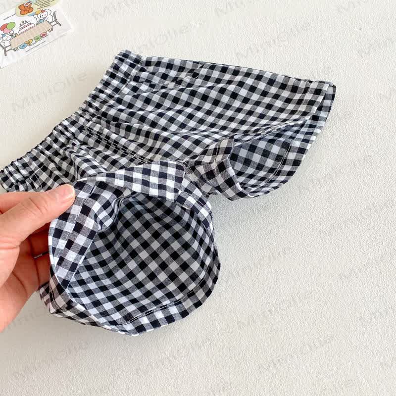 Zweiteiliges Set aus weichem Baumwoll-T-Shirt und Plaid Shorts mit Tiermotiven für Baby und Kleinkind - image 8