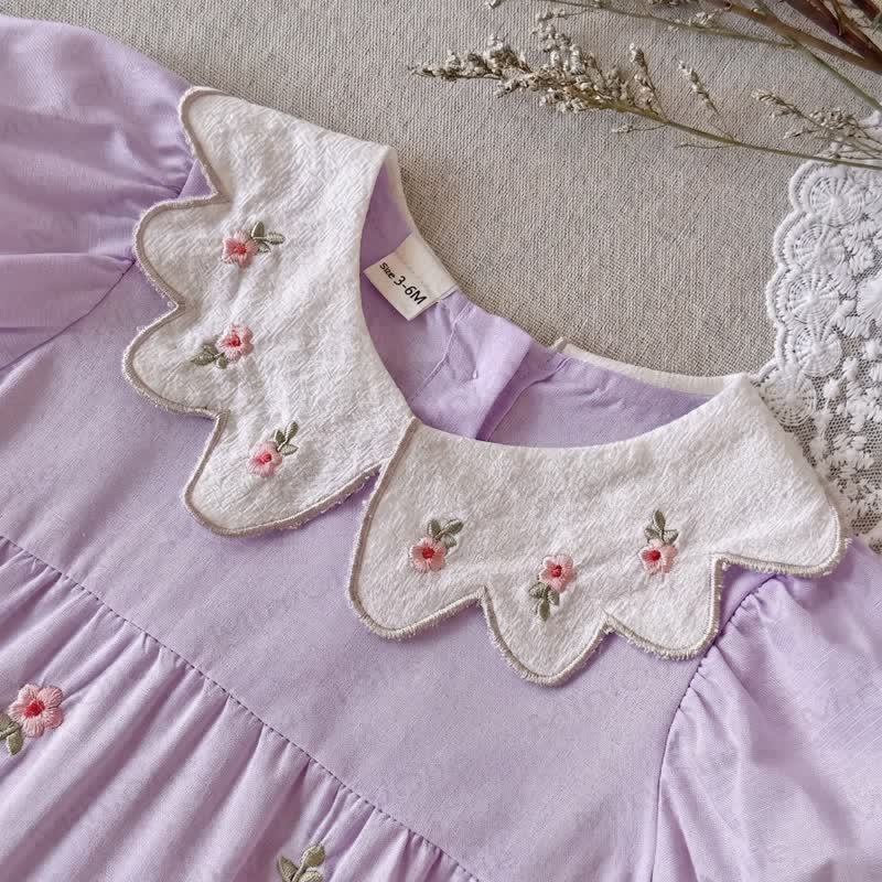 Baby Mädchen Blumen mit Gestickt und Strampler - image 4