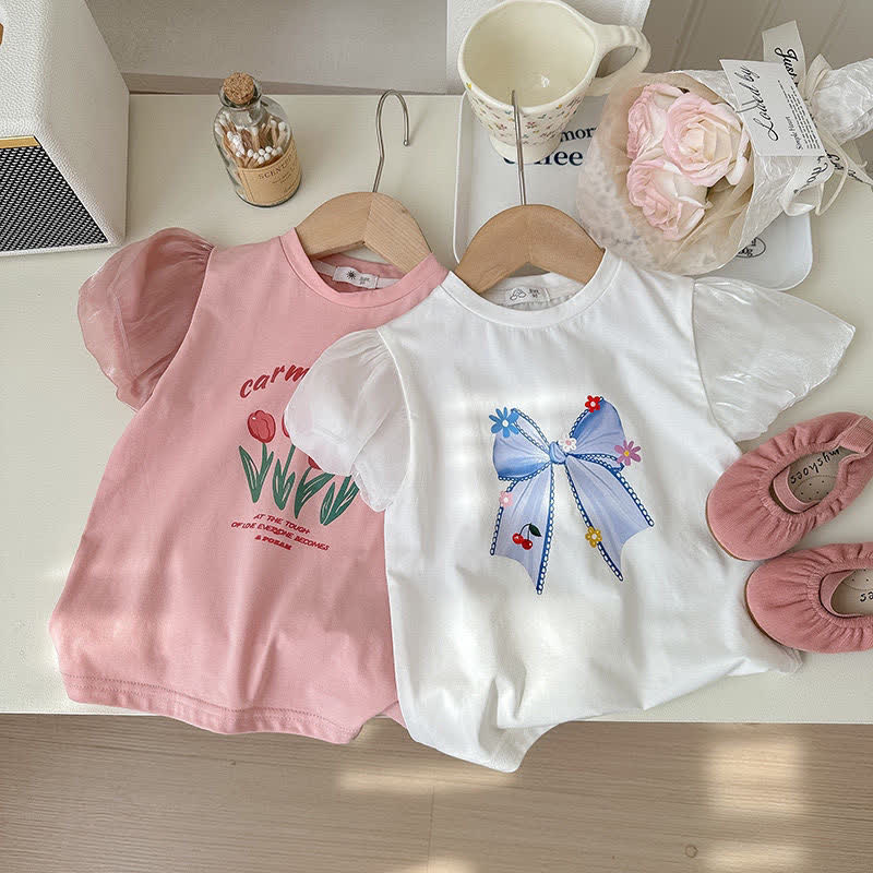 Sommer -T-Shirt für Kleinkind , Mädchen, Rundhalsausschnitt, Puffärmel - image 6