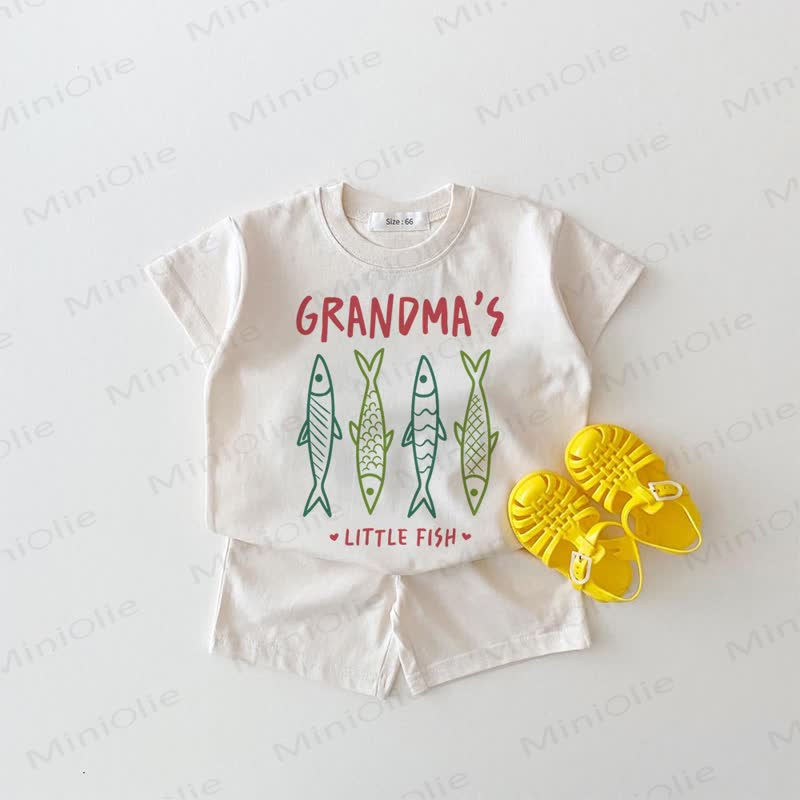 GRANDMA'S LITTLE FISH Baby Set: Weißes T-Stück und Shorts , 2-teilig - Weiß - 18-24M - image 1