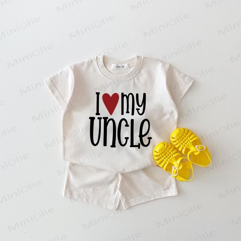 I LOVE MY UNCLE – Baby Set aus weißem T-Stück und Shorts (2-teilig) - Weiß - 18-24M - image 1