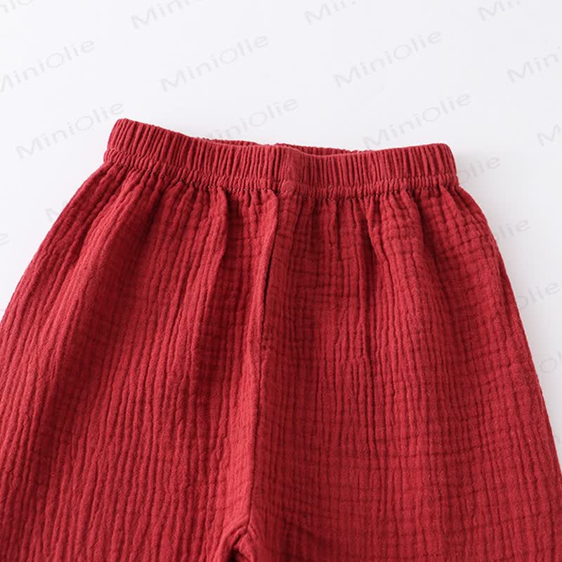 2-teiliges Set aus Einfarbig Baumwoll- Spitze und Hose mit Knopfleiste für Kleinkind - image 15