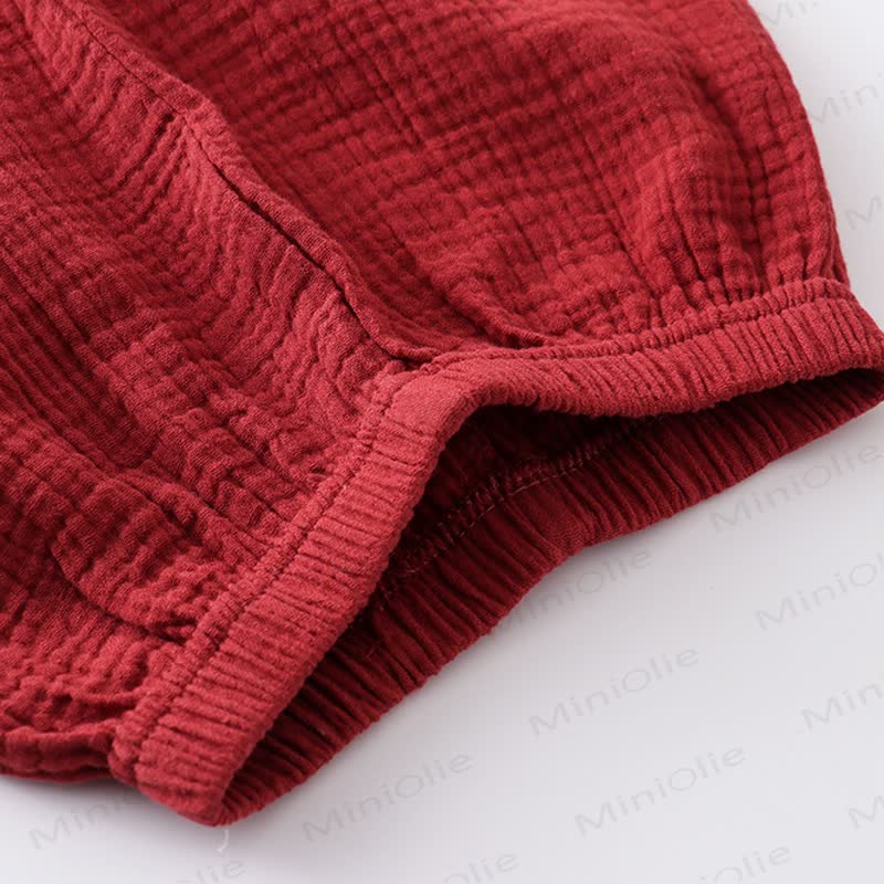 2-teiliges Set aus Einfarbig Baumwoll- Spitze und Hose mit Knopfleiste für Kleinkind - image 18