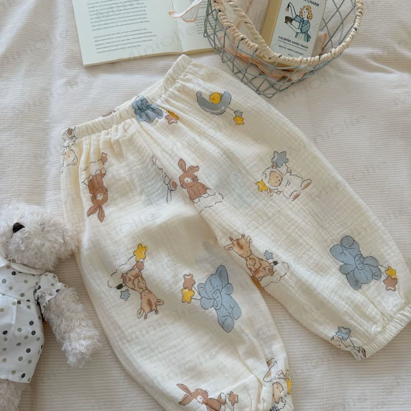 Kleinkind -Loungewear - Hose aus weicher Baumwolle mit Tier - Beige Zoo - 8-9J - image 2