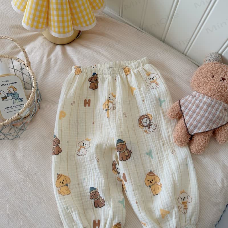 Kleinkind -Loungewear - Hose aus weicher Baumwolle mit Tier - Beige Hund - 8-9J - image 6