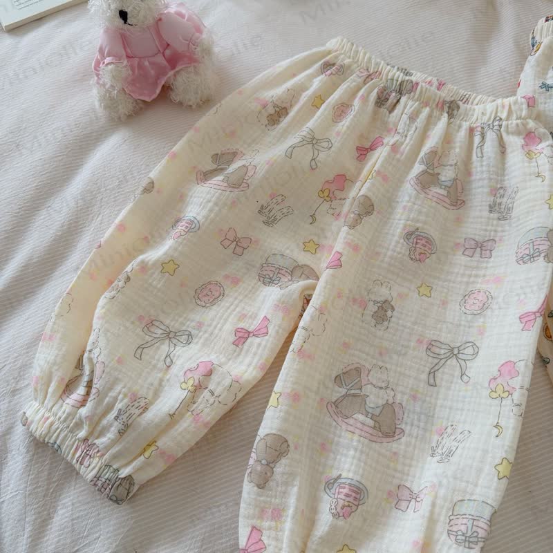 Kleinkind -Loungewear - Hose aus weicher Baumwolle mit Tier - Beige Hase - 8-9J - image 7