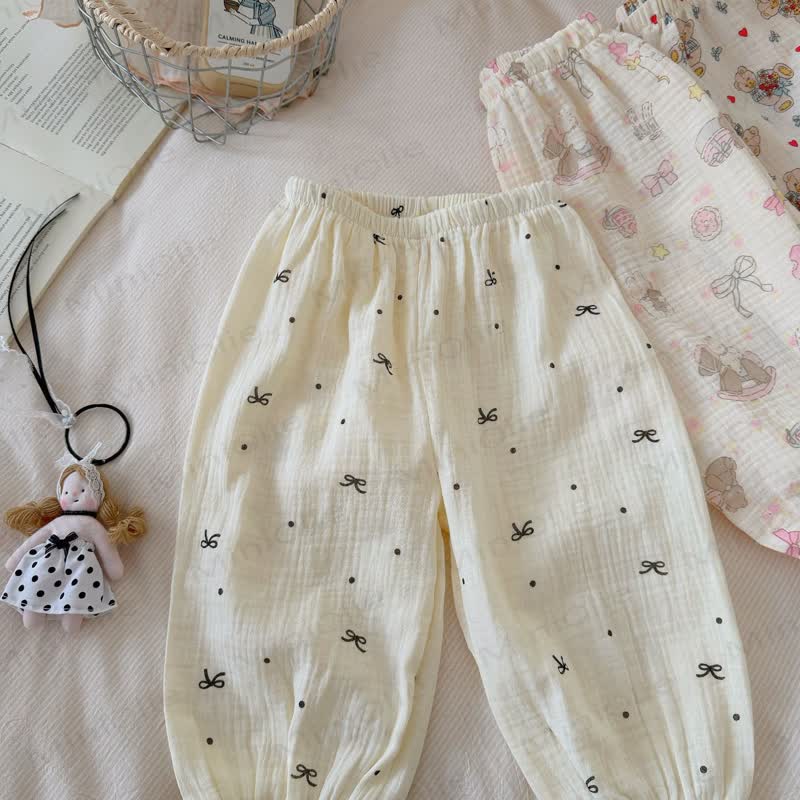 Kleinkind -Loungewear - Hose aus weicher Baumwolle mit Tier - Beige Schleife - 8-9J - image 9