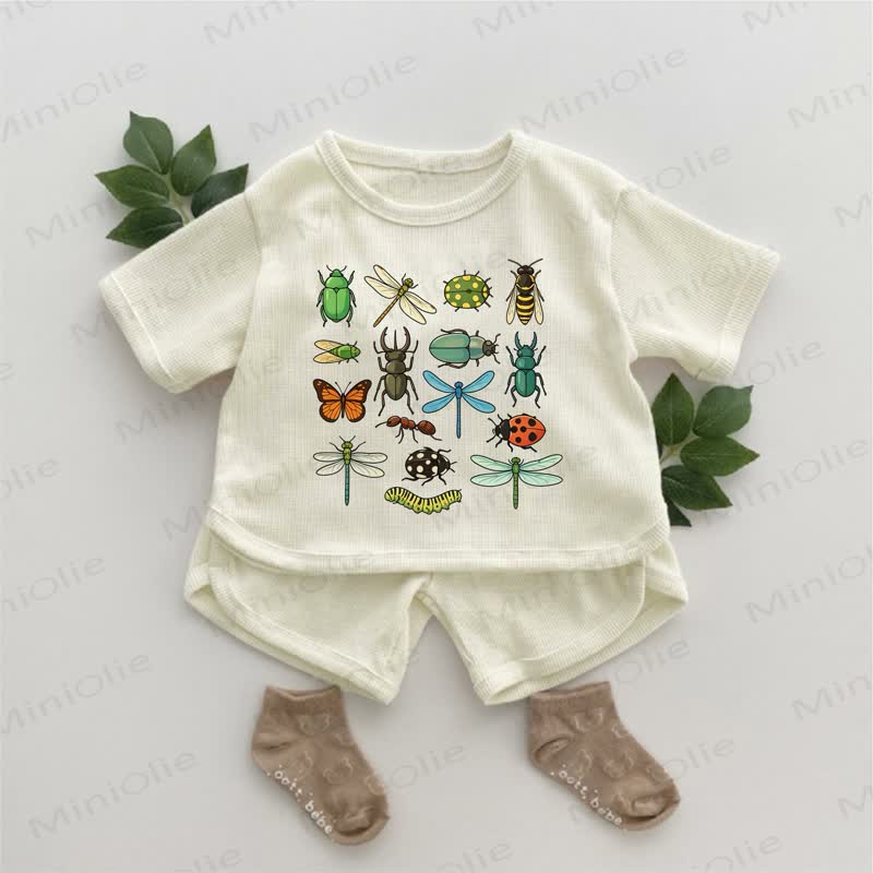 Baby Waffel Set mit Insekt , 2-teilig - Aprikose - 2-3J - image 1