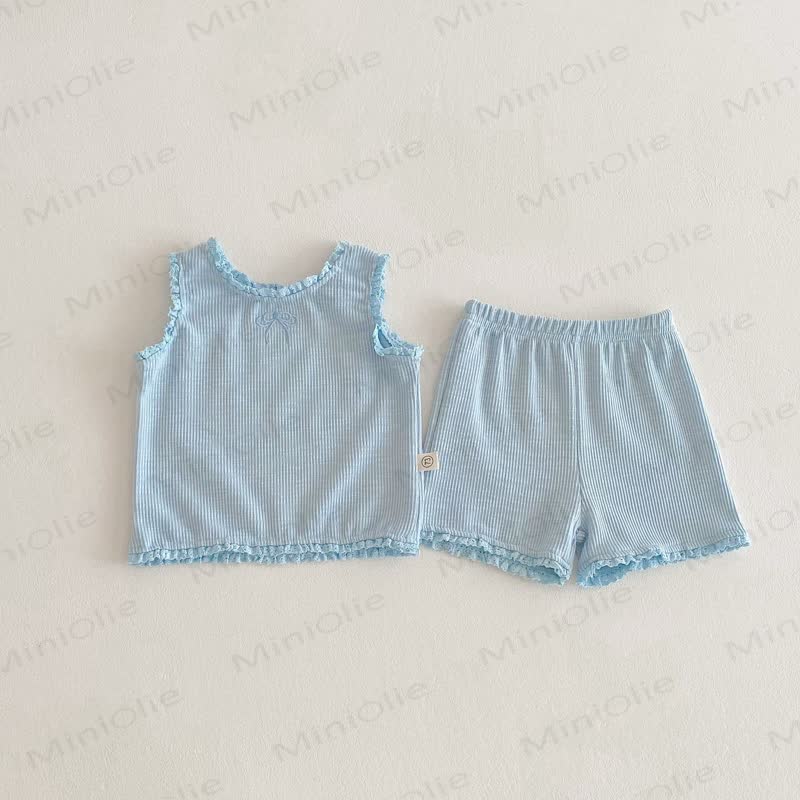 Set aus Tanktop und Shorts mit Rüschenbesatz für Baby - Blau - 2-3J - image 3