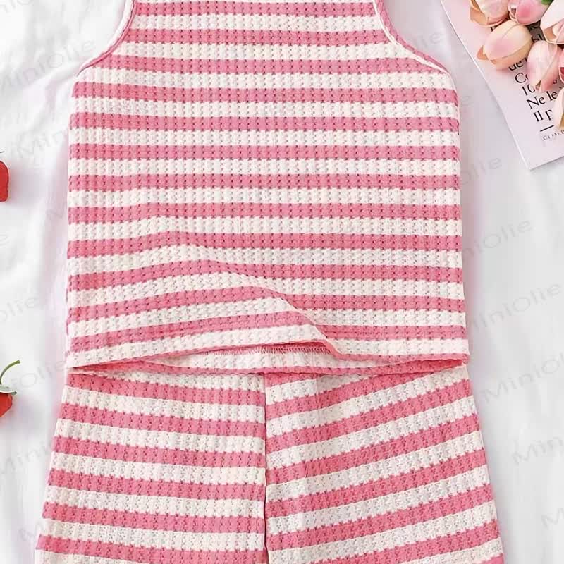 2-teiliges Set für Baby und Mädchen : Tanktop und Shorts in Waffel mit Wassermelonenmuster - image 2